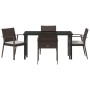 Conjunto de Comedor de Jardín 5 pcs Marrón Poliratán