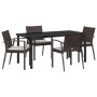 Conjunto de Comedor de Jardín 5 pcs Marrón Poliratán