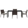 Conjunto de Comedor de Jardín 5 pcs Marrón Poliratán