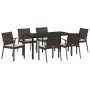 Conjunto de Comedor de Jardín 7 pcs Marrón Poliratán