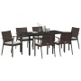 Conjunto de Comedor de Jardín 7 pcs Marrón Poliratán