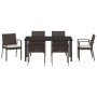 Conjunto de Comedor de Jardín 7 pcs Marrón Poliratán