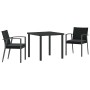Conjunto de Comedor de Jardín 3 pcs Negro Poliratán