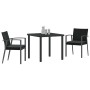 Conjunto de Comedor de Jardín 3 pcs Negro Poliratán