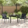 Conjunto de Comedor de Jardín 3 pcs Negro Poliratán