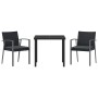 Conjunto de Comedor de Jardín 3 pcs Negro Poliratán
