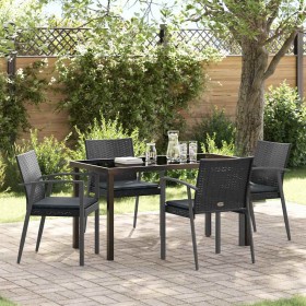Conjunto de Comedor de Jardín 5 pcs Negro Poliratán