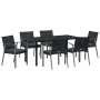 Conjunto de Comedor de Jardín 7 pcs Negro Poliratán