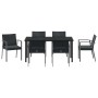 Conjunto de Comedor de Jardín 7 pcs Negro Poliratán