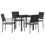 Conjunto de Comedor de Jardín 5 pcs Negro Poliratán