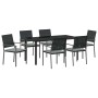 Conjunto de Comedor de Jardín 7 pcs Negro Poliratán