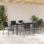 Conjunto de Comedor de Jardín 7 pcs Negro Poliratán
