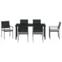 Conjunto de Comedor de Jardín 7 pcs Negro Poliratán