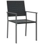 Conjunto de Comedor de Jardín 3 pcs Negro Poliratán