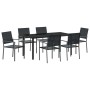 Conjunto de Comedor de Jardín 7 pcs Negro Poliratán