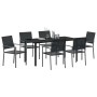 Conjunto de Comedor de Jardín 7 pcs Negro Poliratán