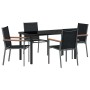 Conjunto de Comedor de Jardín 5 pcs Negro Textileno y acero