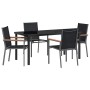 Conjunto de Comedor de Jardín 5 pcs Negro Textileno y acero