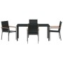 Conjunto de Comedor de Jardín 5 pcs Negro Textileno y acero