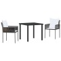 Conjunto de Comedor de Jardín 3 pcs Marrón Poliratán