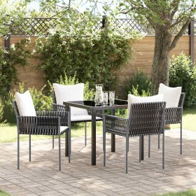 Conjunto de Comedor de Jardín 5 pcs Marrón Poliratán