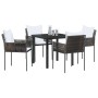 Conjunto de Comedor de Jardín 5 pcs Marrón Poliratán