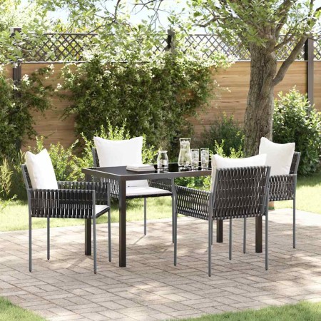 Conjunto de Comedor de Jardín 5 pcs Marrón Poliratán
