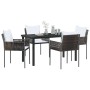 Conjunto de Comedor de Jardín 5 pcs Marrón Poliratán