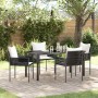 Conjunto de Comedor de Jardín 5 pcs Marrón Poliratán