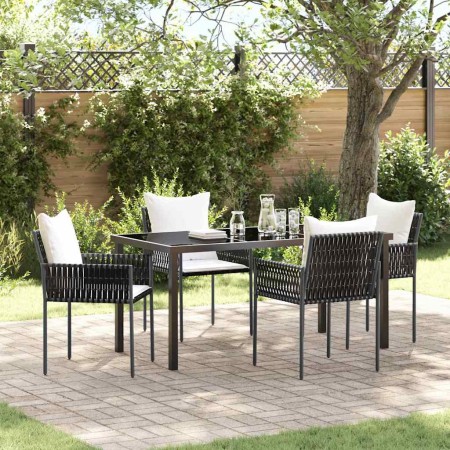 Conjunto de Comedor de Jardín 5 pcs Marrón Poliratán