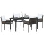 Conjunto de Comedor de Jardín 5 pcs Marrón Poliratán