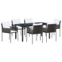 Conjunto de Comedor de Jardín 7 pcs Marrón Poliratán