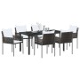 Conjunto de Comedor de Jardín 7 pcs Marrón Poliratán