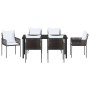 Conjunto de Comedor de Jardín 7 pcs Marrón Poliratán