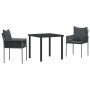Conjunto de Comedor de Jardín 3 pcs Negro Poliratán