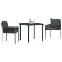 Conjunto de Comedor de Jardín 3 pcs Negro Poliratán