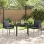 Conjunto de Comedor de Jardín 3 pcs Negro Poliratán