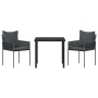 Conjunto de Comedor de Jardín 3 pcs Negro Poliratán