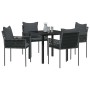 Conjunto de Comedor de Jardín 5 pcs Negro Poliratán