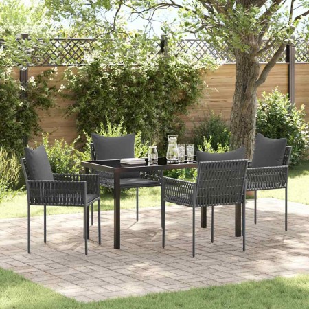 Conjunto de Comedor de Jardín 5 pcs Negro Poliratán