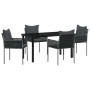 Conjunto de Comedor de Jardín 5 pcs Negro Poliratán