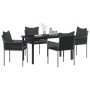 Conjunto de Comedor de Jardín 5 pcs Negro Poliratán