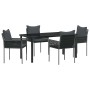 Conjunto de Comedor de Jardín 5 pcs Negro Poliratán