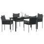Conjunto de Comedor de Jardín 5 pcs Negro Poliratán