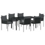 Conjunto de Comedor de Jardín 7 pcs Negro Poliratán