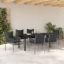 Conjunto de Comedor de Jardín 7 pcs Negro Poliratán