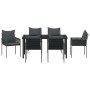 Conjunto de Comedor de Jardín 7 pcs Negro Poliratán