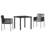 Conjunto de Comedor de Jardín 3 pcs Negro Poliratán