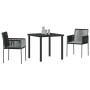 Conjunto de Comedor de Jardín 3 pcs Negro Poliratán