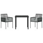 Conjunto de Comedor de Jardín 3 pcs Negro Poliratán